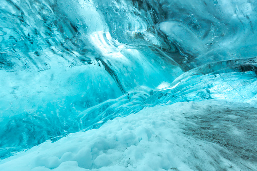 Ice wall background in Cave Iceland at Vatnajokull Glacier Jokulsarlon Nationa Park