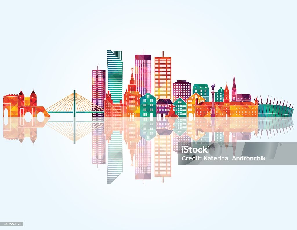 Warsaw skyline. Vector illustration Poland stock vector