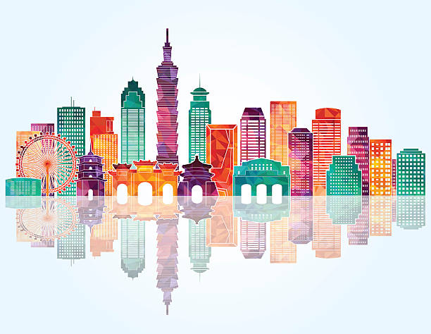 skyline von taipeh gewährt. vektor-illustration - backgrounds cityscape taipei taiwan stock-grafiken, -clipart, -cartoons und -symbole