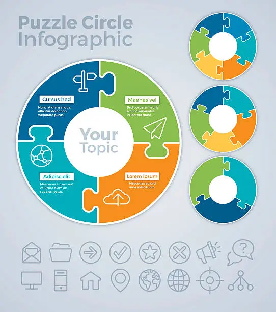 Vector illustration of Puzzle Circle Infographic Concept