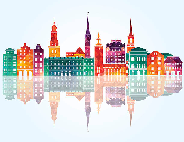 sztokholm panoramę miasta. ilustracja wektorowa - stockholm silhouette sweden city stock illustrations