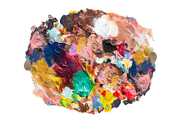 Oil paint color mix Oil paint color mix on palette isolated on white background oil paint palette stock pictures, royalty-free photos & images