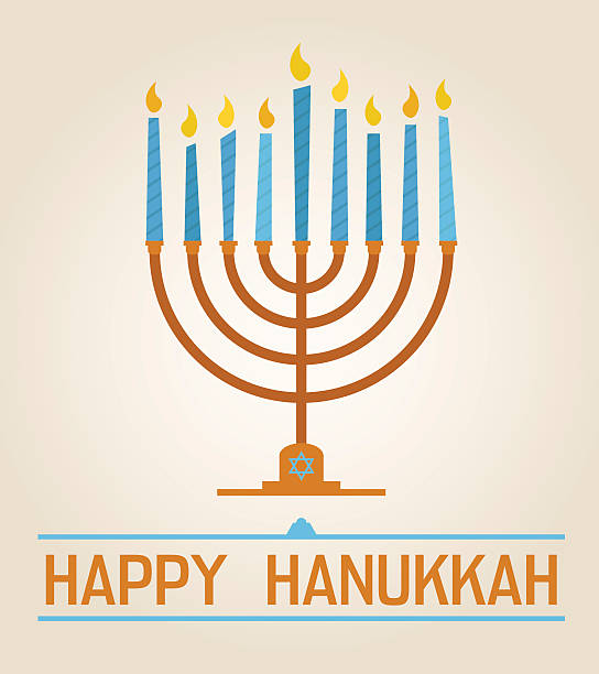 Happy Hanukkah Happy Hanukkah poster with nine candles hanukkah candles stock illustrations