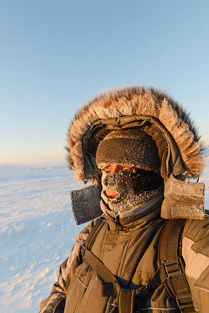 istock Portrait of a man with  face mask closed 608003650