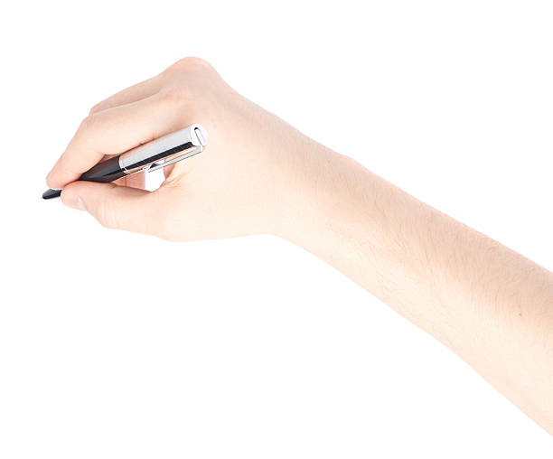 istock Male hand holding a pen 608003956