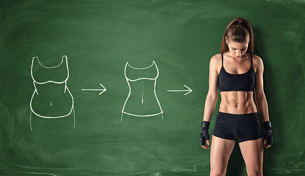 소녀의 몸이 어떻게 변하는지에 대한 개념 - dieting women slim muscular build 뉴스 사진 이미지