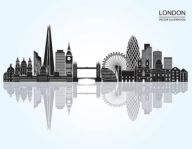 런던 스카이라인 추상적임. 벡터 일러스트레이션 - london england skyline silhouette built structure stock illustrations