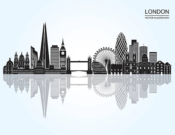 лондон скайлайн абстрактный. векторная иллюстрация - london england uk travel big ben stock illustrations