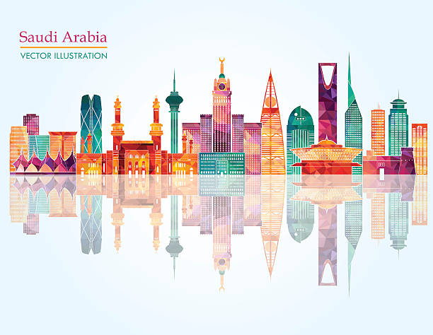 illustrations, cliparts, dessins animés et icônes de arabie saoudite illustration vectorielle - people built structure city architecture