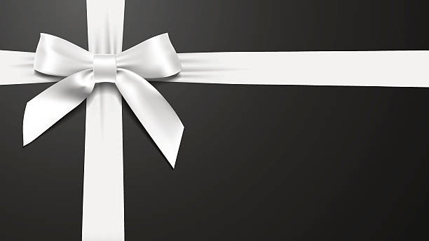 realistic White bow on a black background vector art illustration