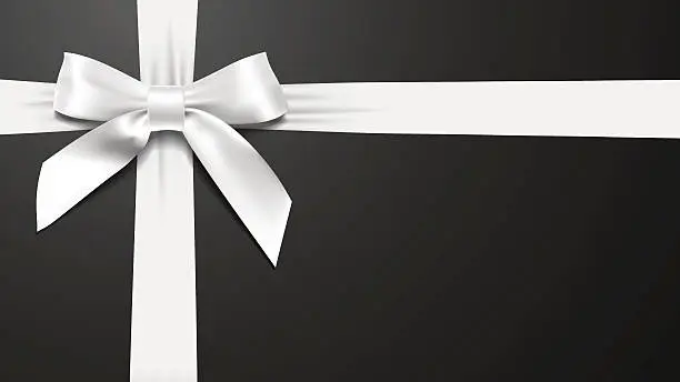 Vector illustration of realistic White bow on a black background