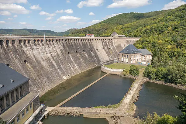 View of the Edersee Dam in Waldeck-Frankenberg in Germany.