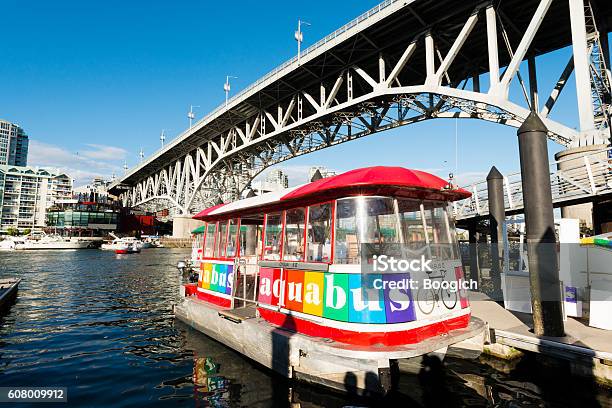 Aquabus Ferry In False Creek Bay Granville Island Vancouver Canada Stock Photo - Download Image Now