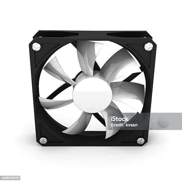 Computer Cooler Isolated On White Background 3d Stock Photo - Download Image Now - Activity, Back, Black Color