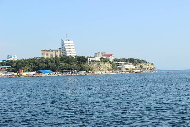 black sea coast. bald mountain. Beautiful blue sea in Anapa