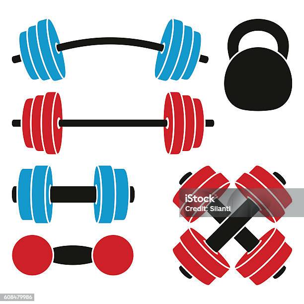 Athletic Weights Stock Illustration - Download Image Now - Barbell, Vector, Dumbbell