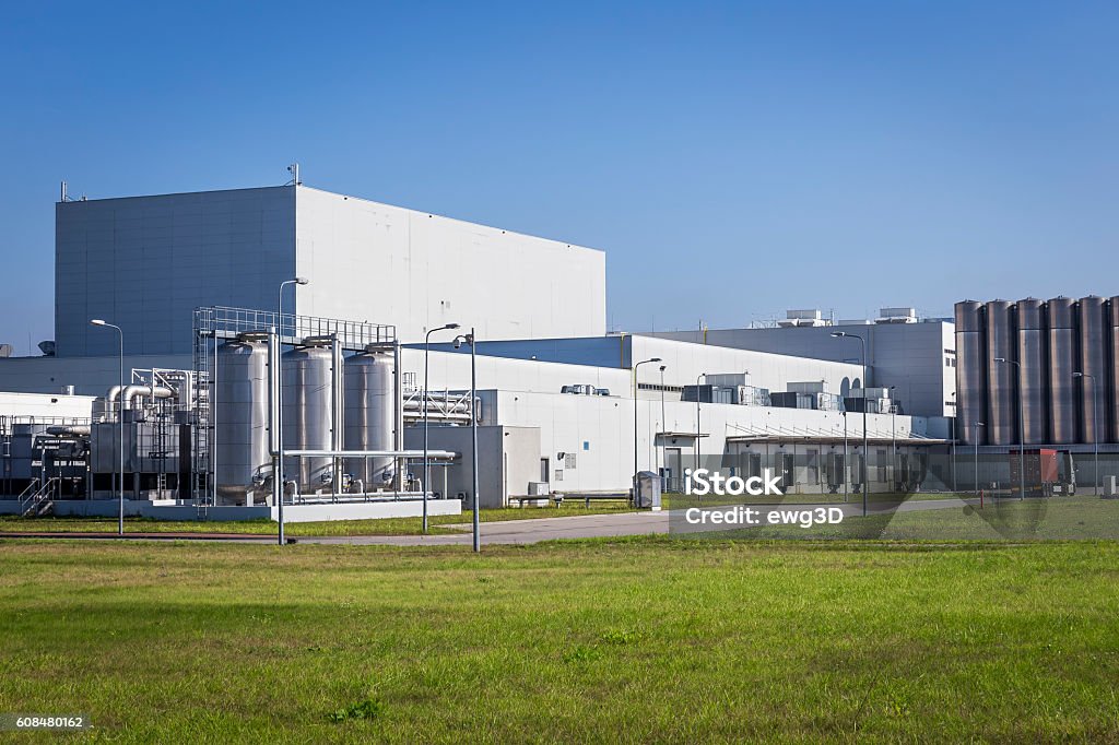 White buildings of modern factory Factory Stock Photo
