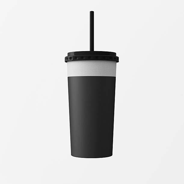 istock Close-up One Blank Cardboard Smoothies Cup Isolated White Background 608481434