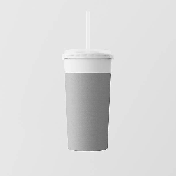 istock Close-up One Blank Gray Kraft Smoothies Cup Isolated White 608481792