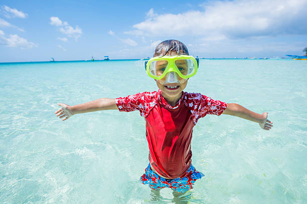 istock Photo of snorkeling boy 608508900