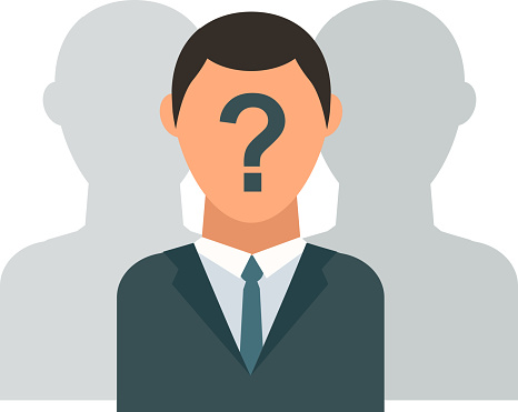 Unknown person vector silhouette. Man person silhouette. Unknown person protest looking people black anonymous and portrait face. Unknown person unnamed incognito human avatar face icon