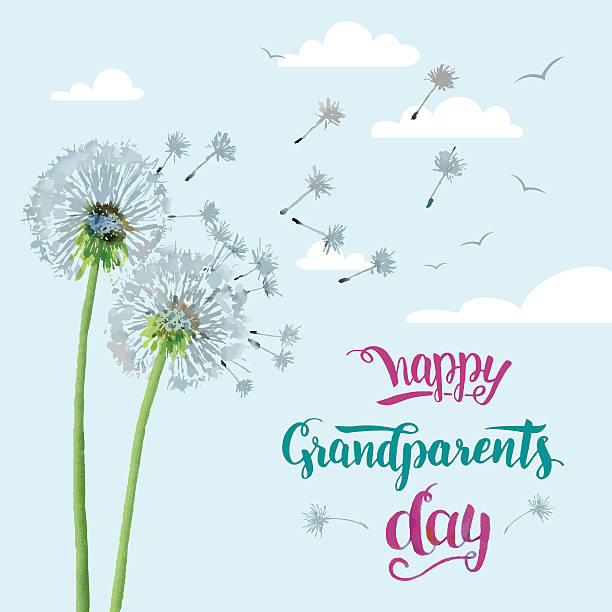 счастливые бабушки и дедушки день карты - senior adult grandmother grandfather cards stock illustrations