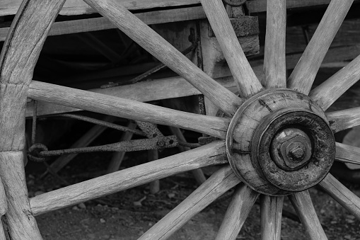 old wagon wheel, Cades Cove, Great Smoky Mountains national park, Tennessee