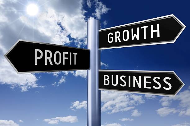 istock Signpost with three arrows - business growth 608512374