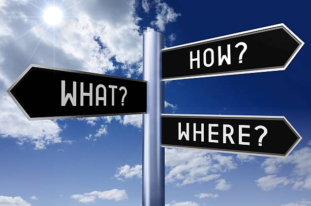 istock Signpost with three arrows - frequently asked questions 608512462