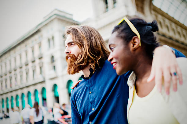 istock Young mixed race cool couple 608512474