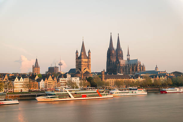 istock Aerial view Cologne over the Rhine River with cruise ship 608517562