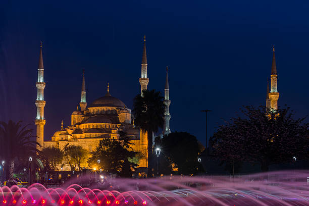 Night view of the Blue Mosque at Istambul, Turkey