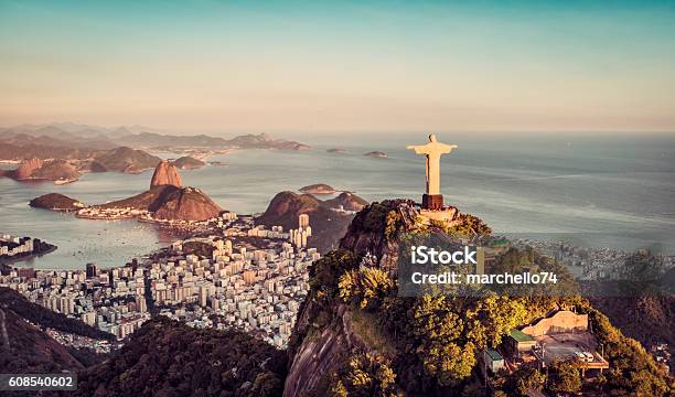Aerial Panorama Of Botafogo Bay Rio De Janeiro Stock Photo - Download Image Now - Rio de Janeiro, Brazil, Beach
