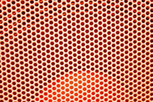 abstract orange dots pattern background - polka dot imagens e fotografias de stock