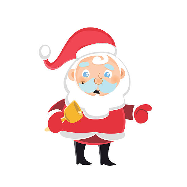 Santa Claus with a festive bell Santa Claus with a festive bell white background. Vector illustration lieke klaus stock illustrations
