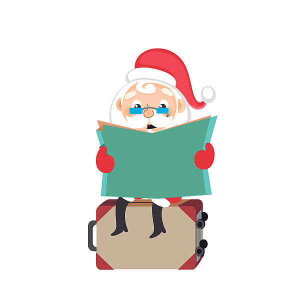 Santa Claus with a suitcase Santa Claus with a suitcase of a tourist on a white background. Vector illustration lieke klaus stock illustrations