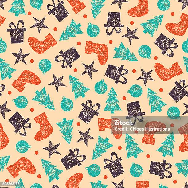 Vector Vintage Christmas Seamless Pattern For Christmas Wrapping Paper Stock Illustration - Download Image Now