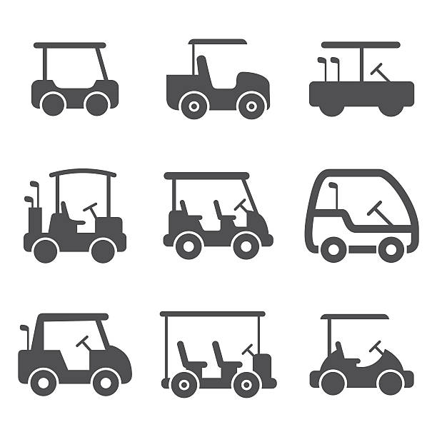 golf cart vector icons golf cart vector icons. Simple illustration set of 9 golf cart elements, editable icons, can be used in logo, UI and web design golf cart vector stock illustrations