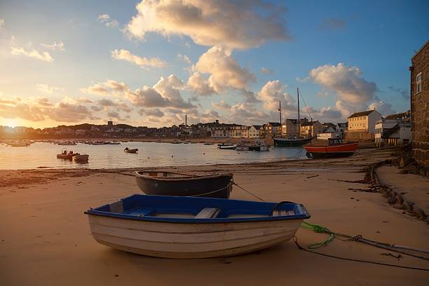 St Mary's Harbour at dawn, Isles of Scilly St Mary's Harbour at dawn, St Mary's, Isles of Scilly, Cornwall, England. isles of scilly stock pictures, royalty-free photos & images