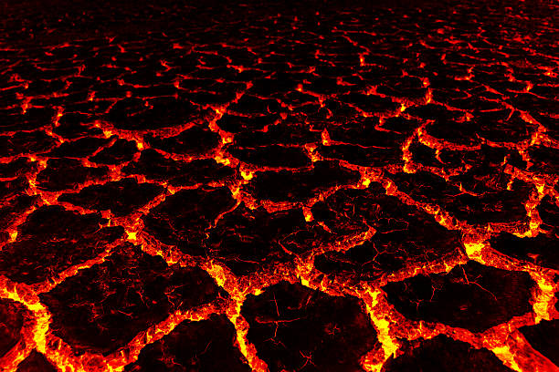 istock Catastrophic global warmng, Lava ground. 608584802