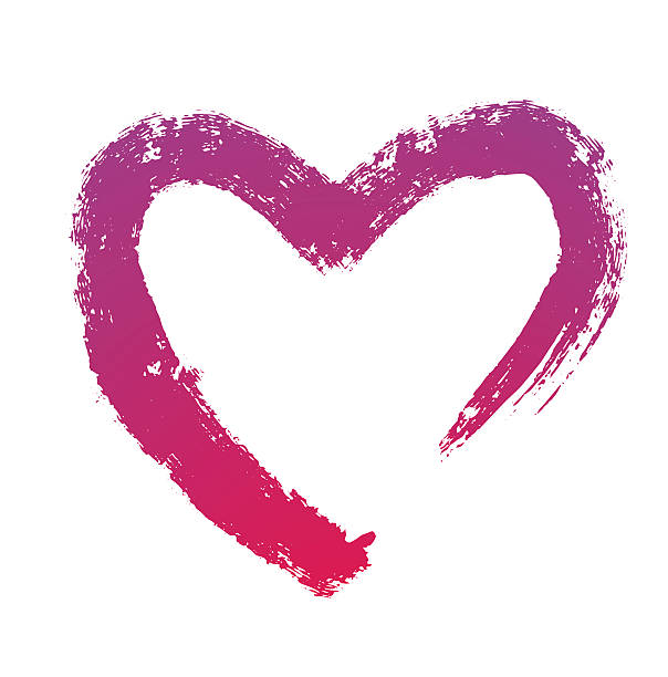 гранж мазки кистью, фиолетовый символ сердца - heart shape heart suit valentines day love stock illustrations