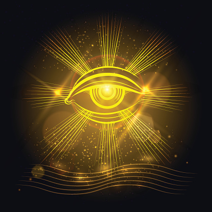 Egypt God eye on golden background