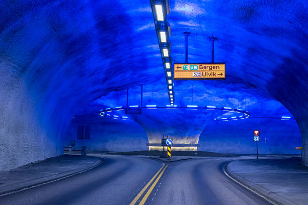 Tunnel roundabout in Norway stock photo