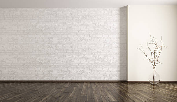 istock Room with brick wall and glass vase 3d rendering 608591258