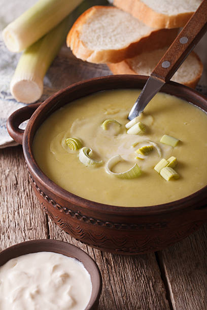 istock vichyssoise soup in a bowl close-up on the table. vertical 608591984