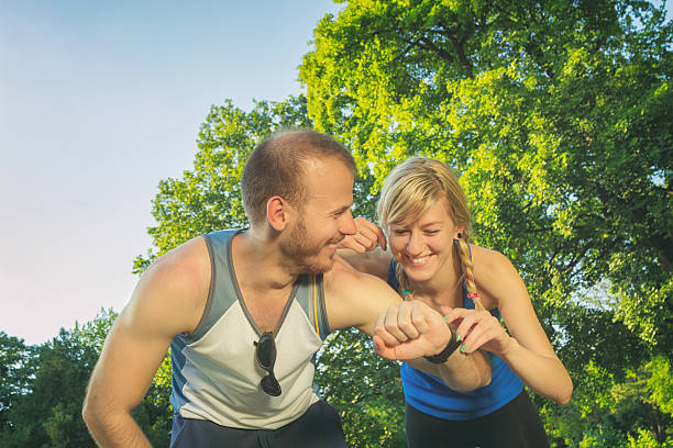 istock Couple doing some exercise/running/jogging in the park. 608595826