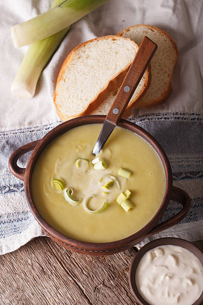 istock French leek soup in a bowl close-up on the table 608596334