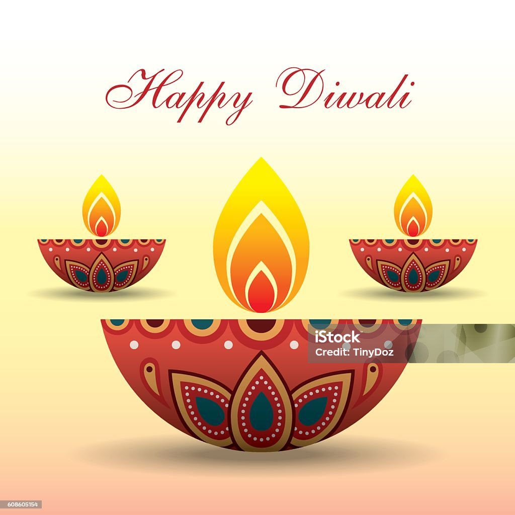 Diwali Diya 2 Stock Illustration - Download Image Now - Abstract ...