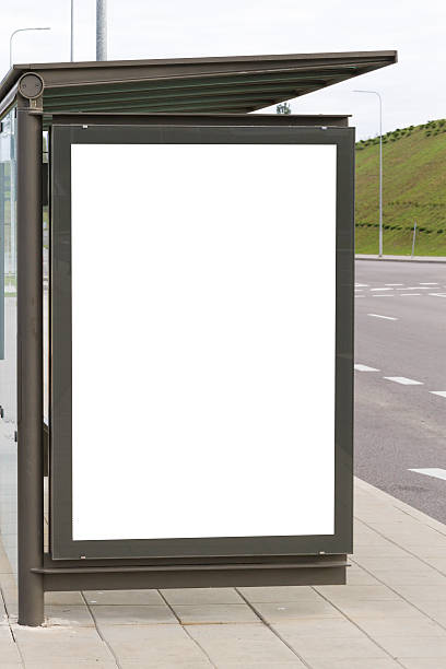 istock Blank billboard for advertisement, in a bus stop at the 608614824