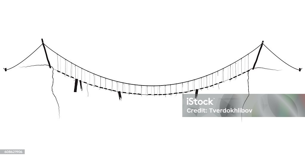 vecteur simple corde suspension pont suspendu symbole noir - clipart vectoriel de Pont suspendu libre de droits